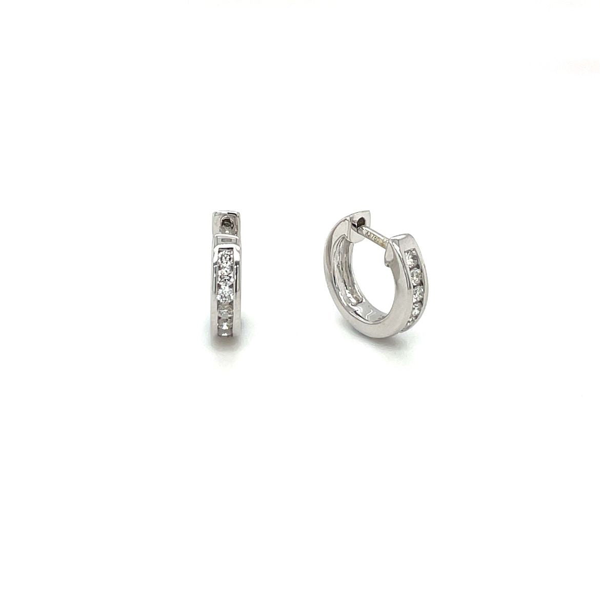 18ct White Gold Small Diamond Hoop Earrings