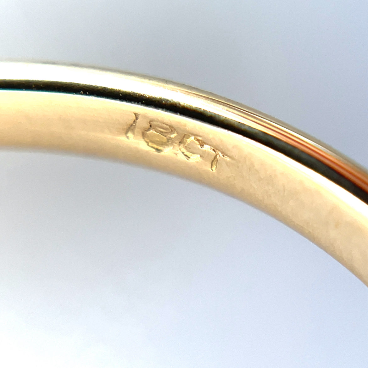 18ct Yellow Gold Ruby & Diamond Carved Half Hoop Ring