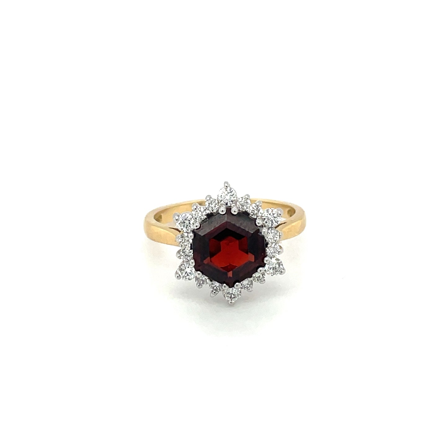 18ct Yellow Gold Diamond & Garnet Ring