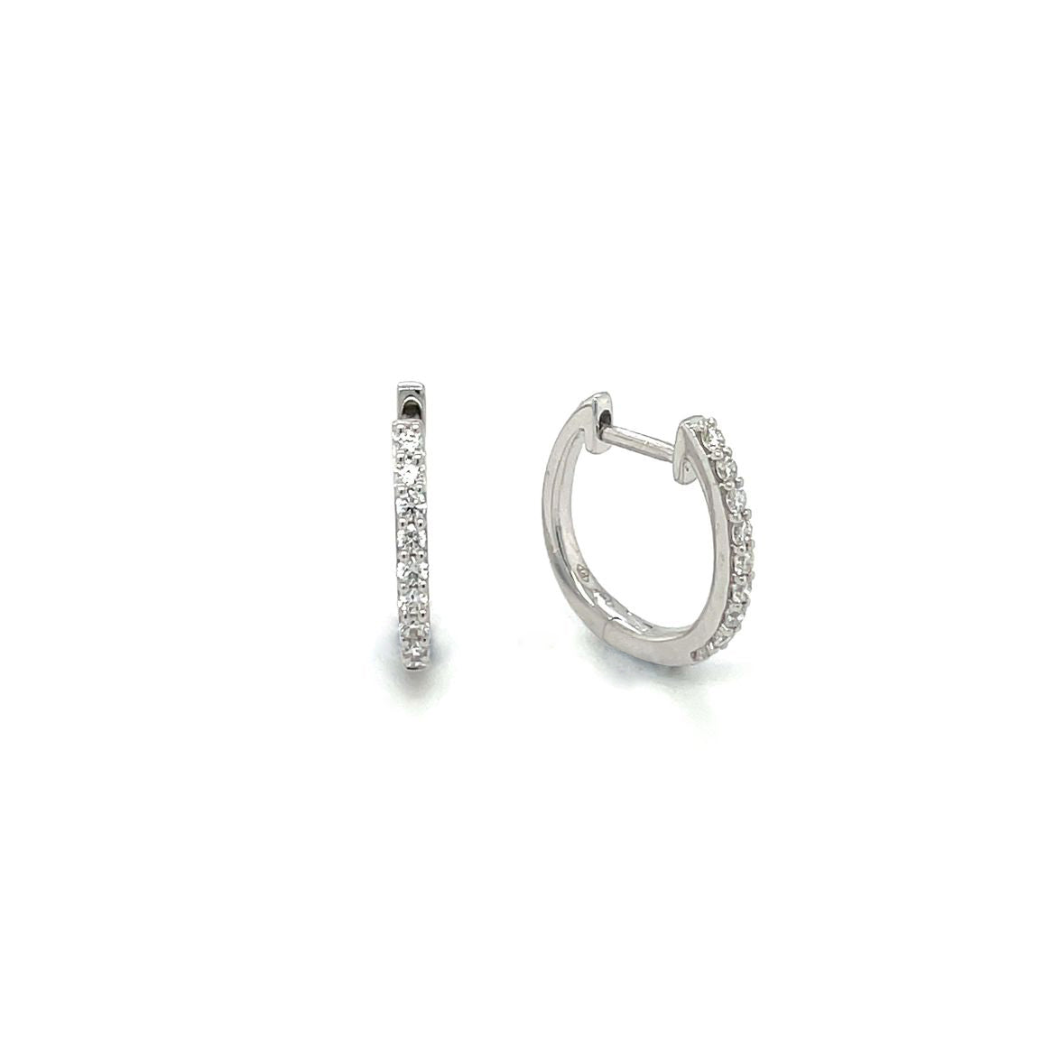 18ct White Gold Diamond Hinged Hoop Earrings