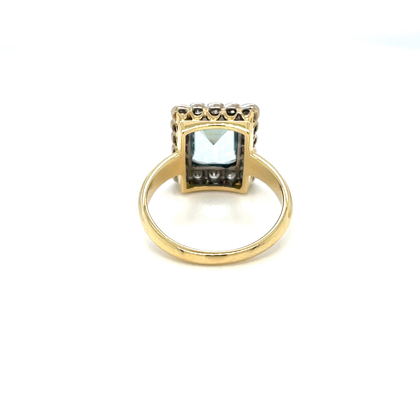 Gold Edwardian Style Aquamarine and Diamond Cluster Ring