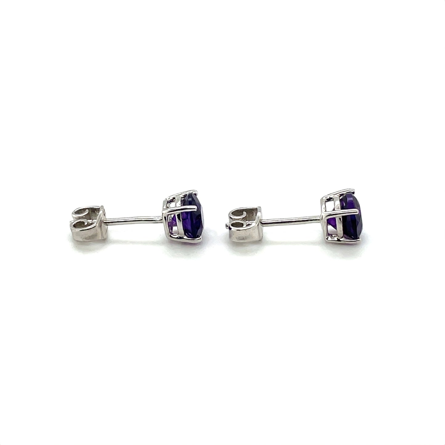 Silver Amethyst Stud Earrings