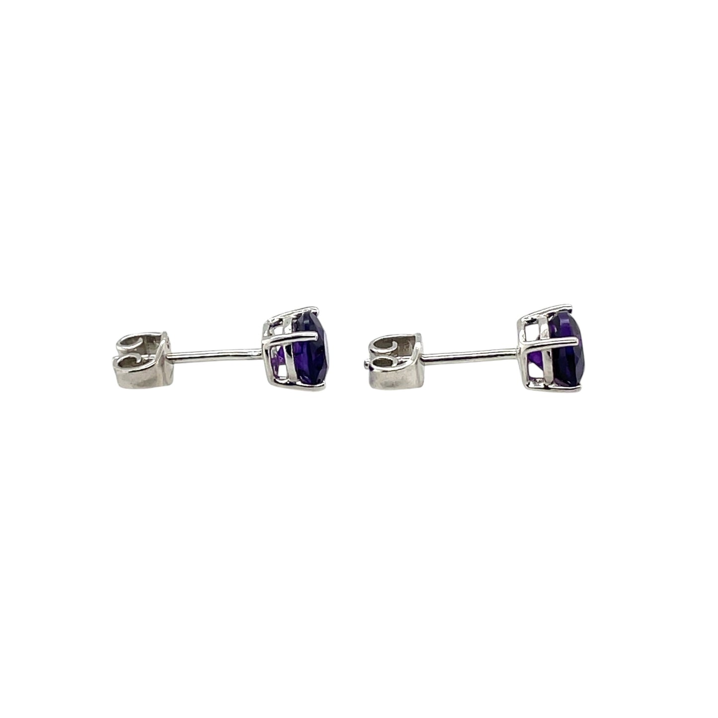 Silver Amethyst Stud Earrings