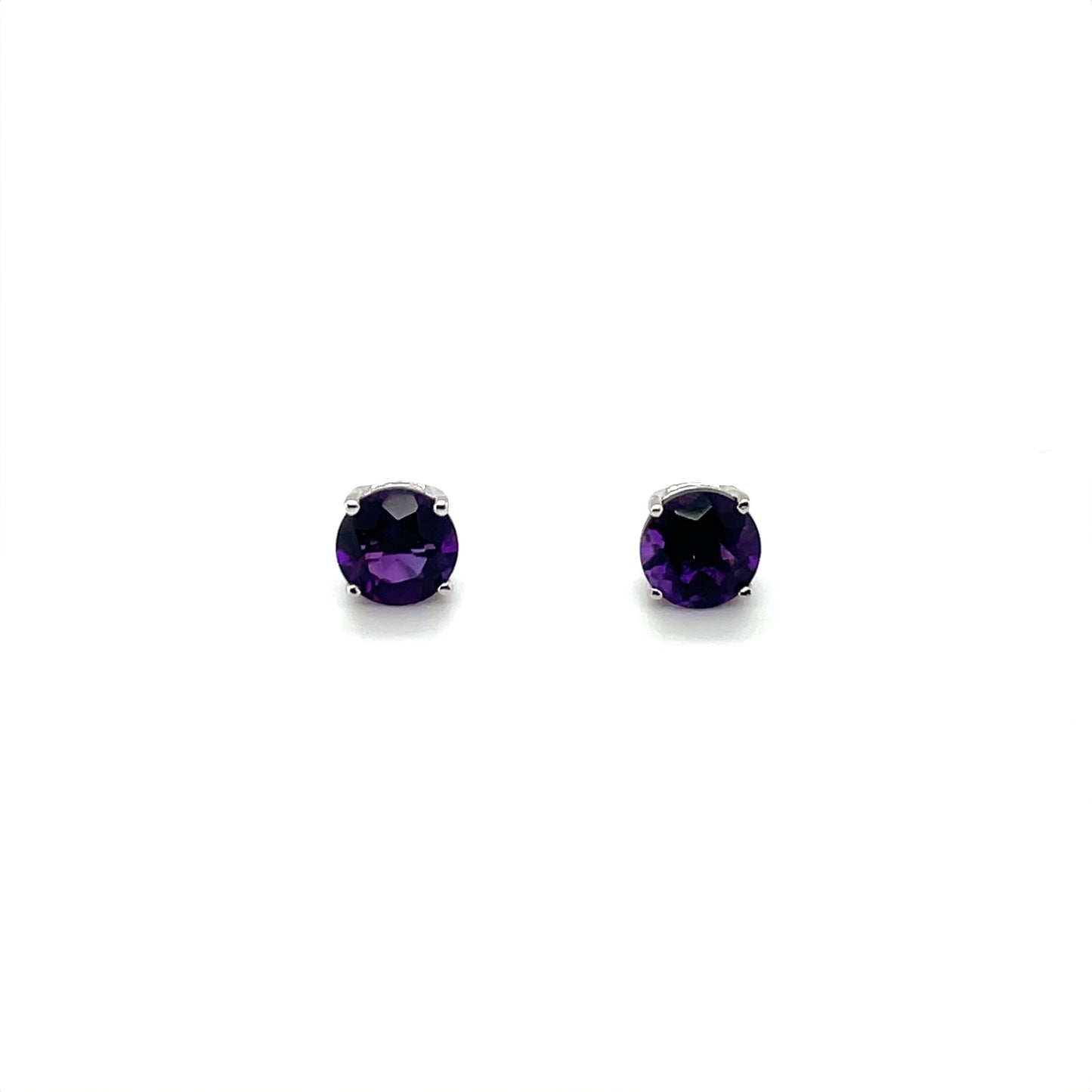 Silver Amethyst Stud Earrings