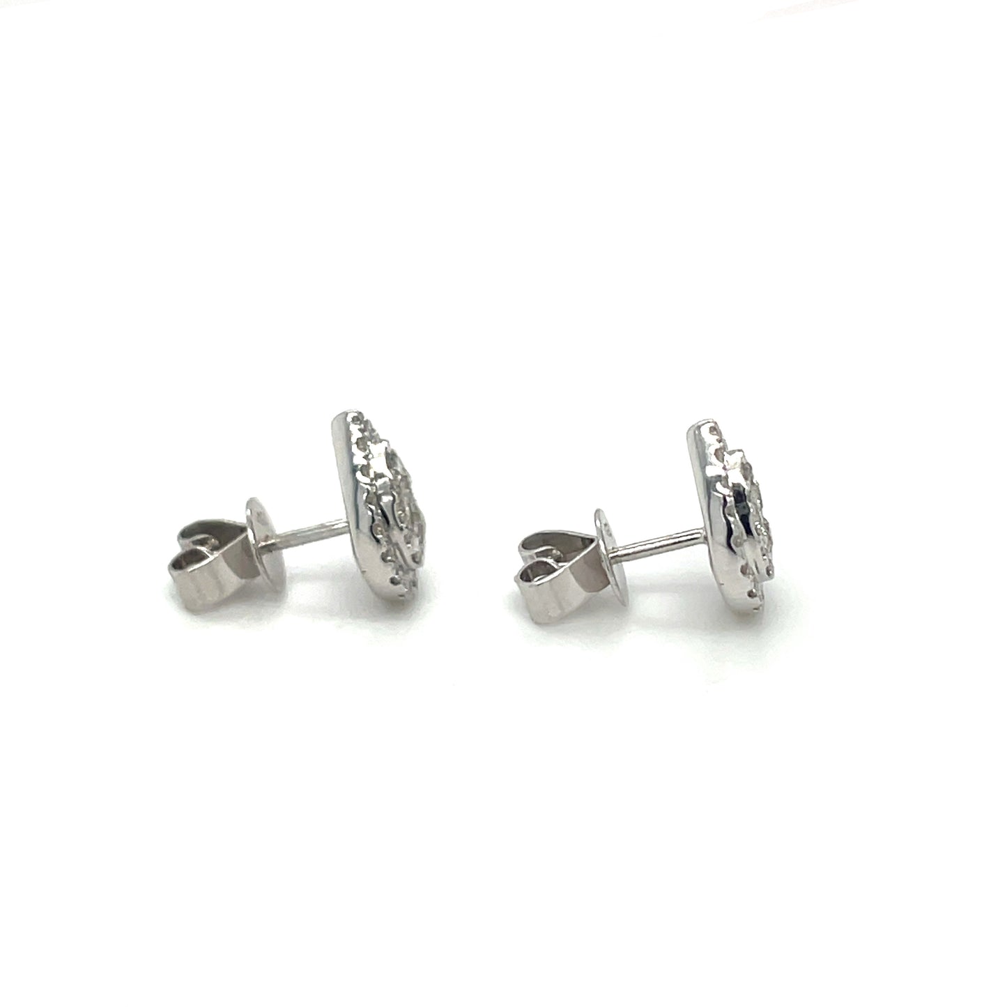 18ct White Gold Diamond Cluster Pear Stud Earrings