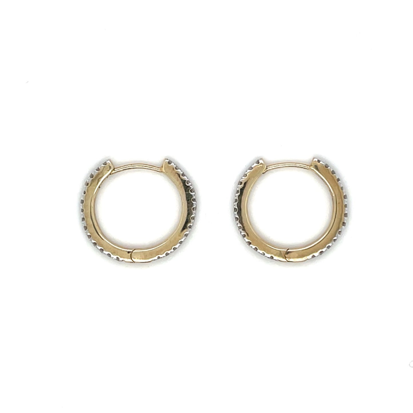 9ct Yellow Gold Diamond Huggie Hoop Earrings