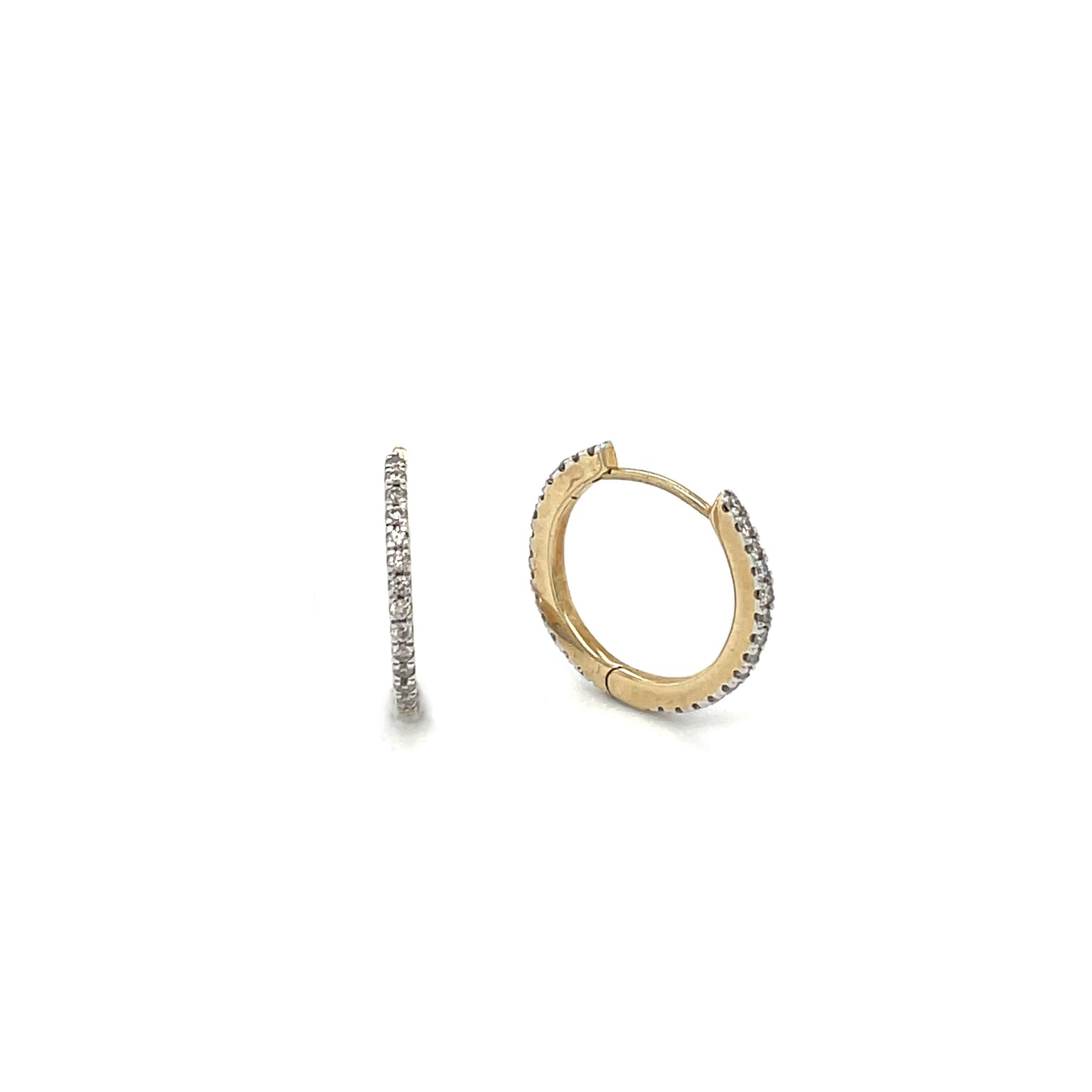 9ct Yellow Gold Diamond Huggie Hoop Earrings