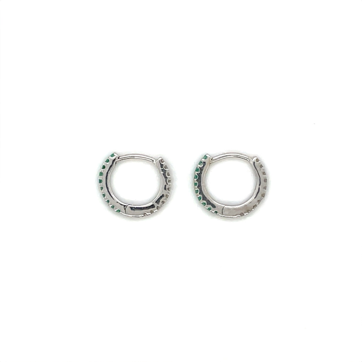 18ct White Gold Emerald & Diamond 'Day-to-Night' Huggie Hoops