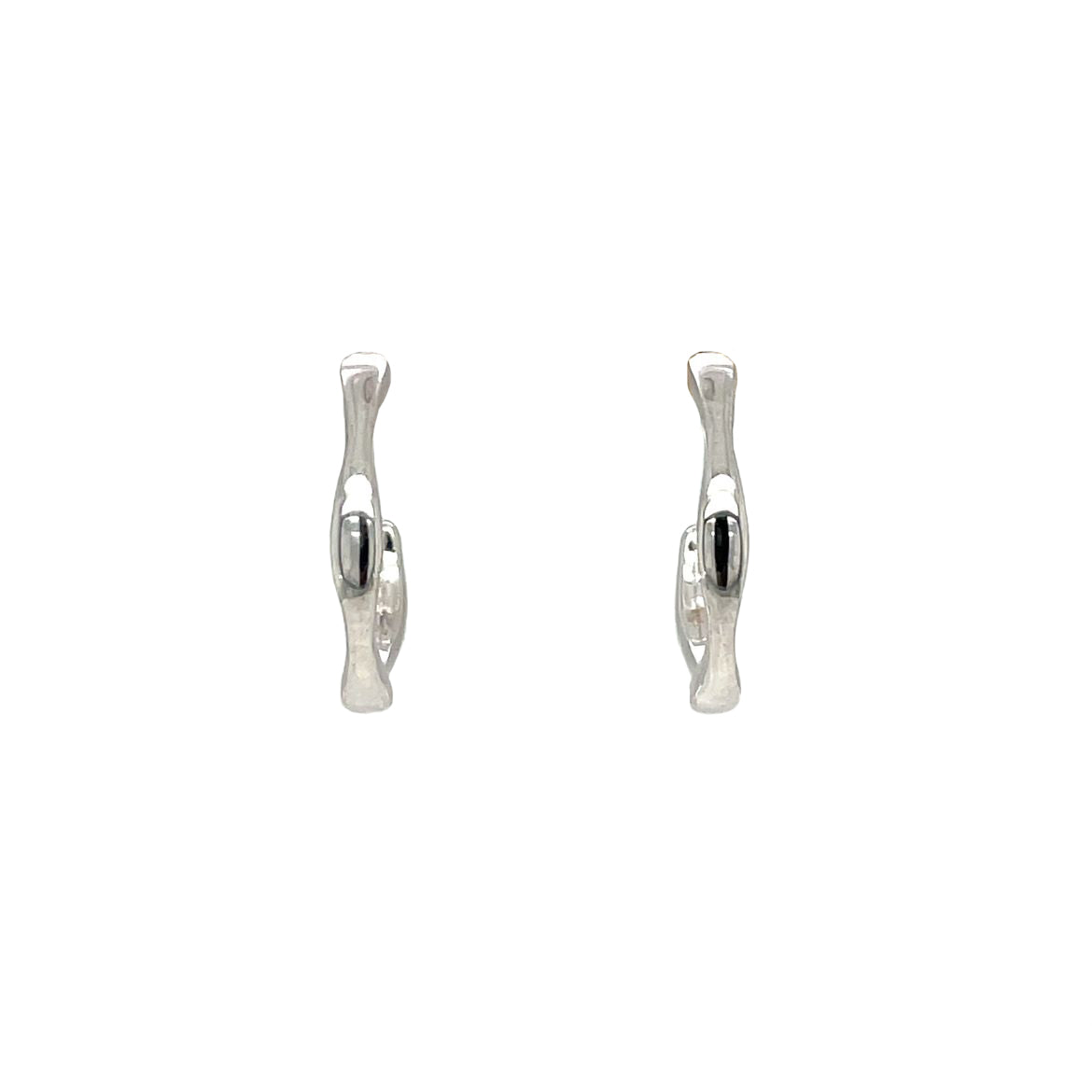 9ct White Gold Wavy Hoop Earrings