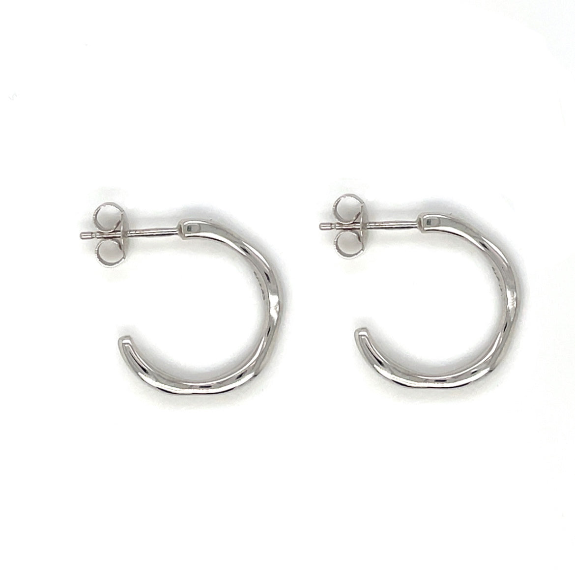 9ct White Gold Wavy Hoop Earrings