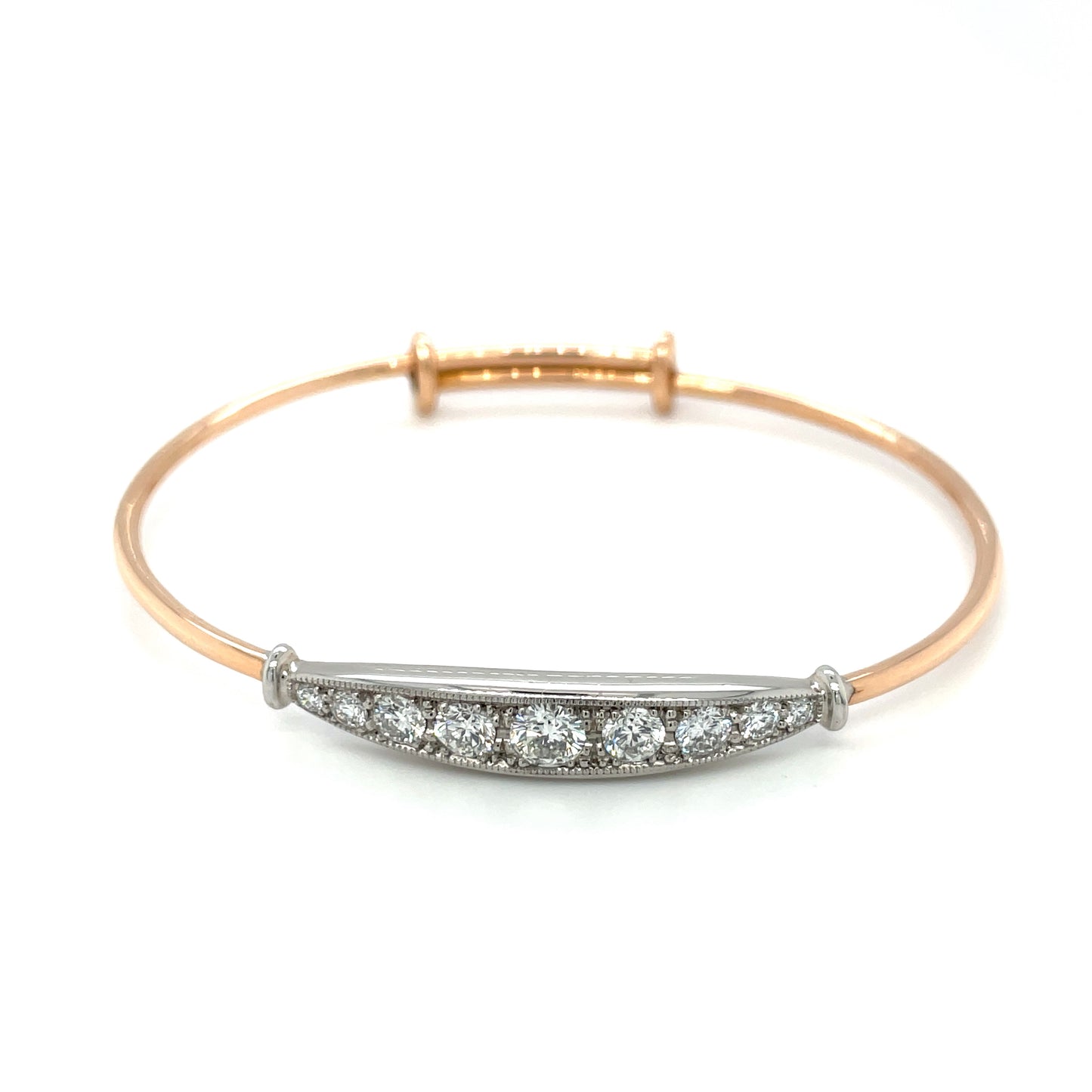 18ct White & Rose Gold Expanding Diamond Bangle