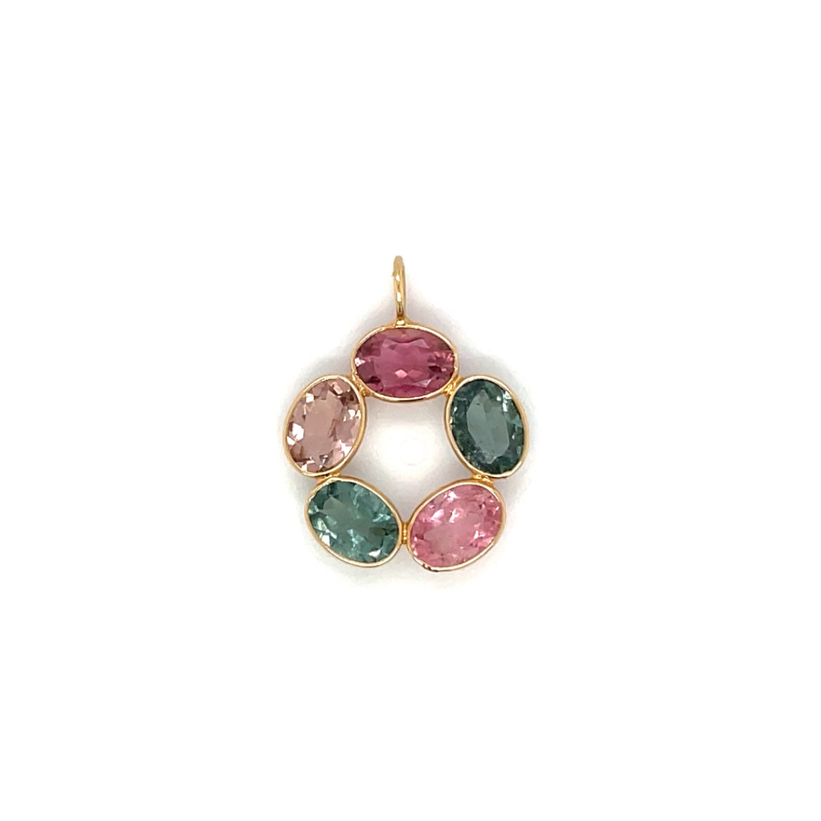 18ct Yellow Gold Pink & Blue Tourmaline Pendant