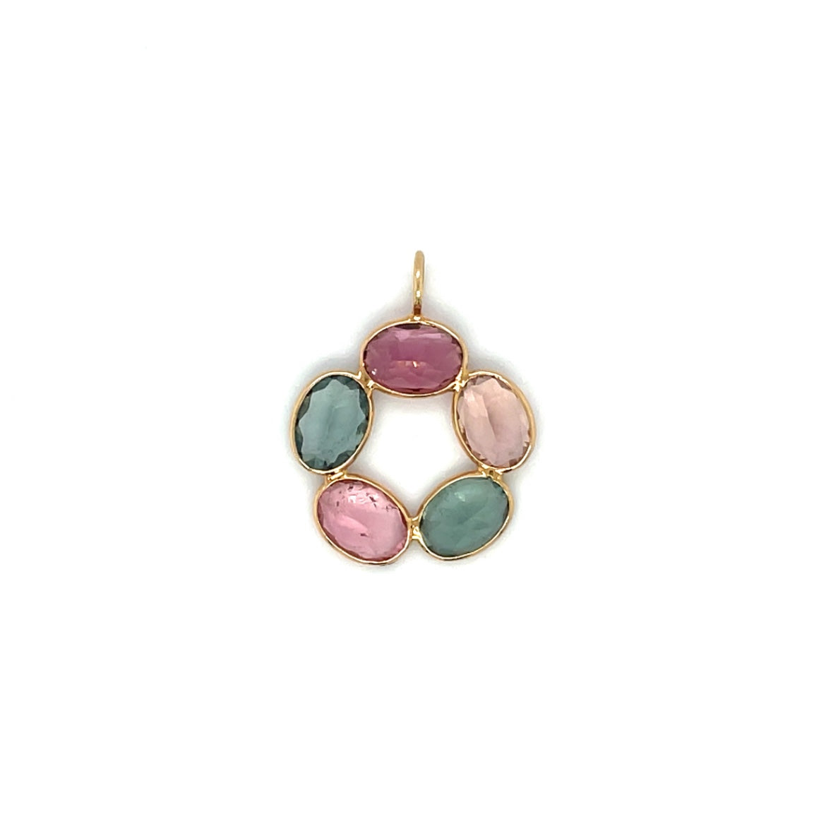 18ct Yellow Gold Pink & Blue Tourmaline Pendant