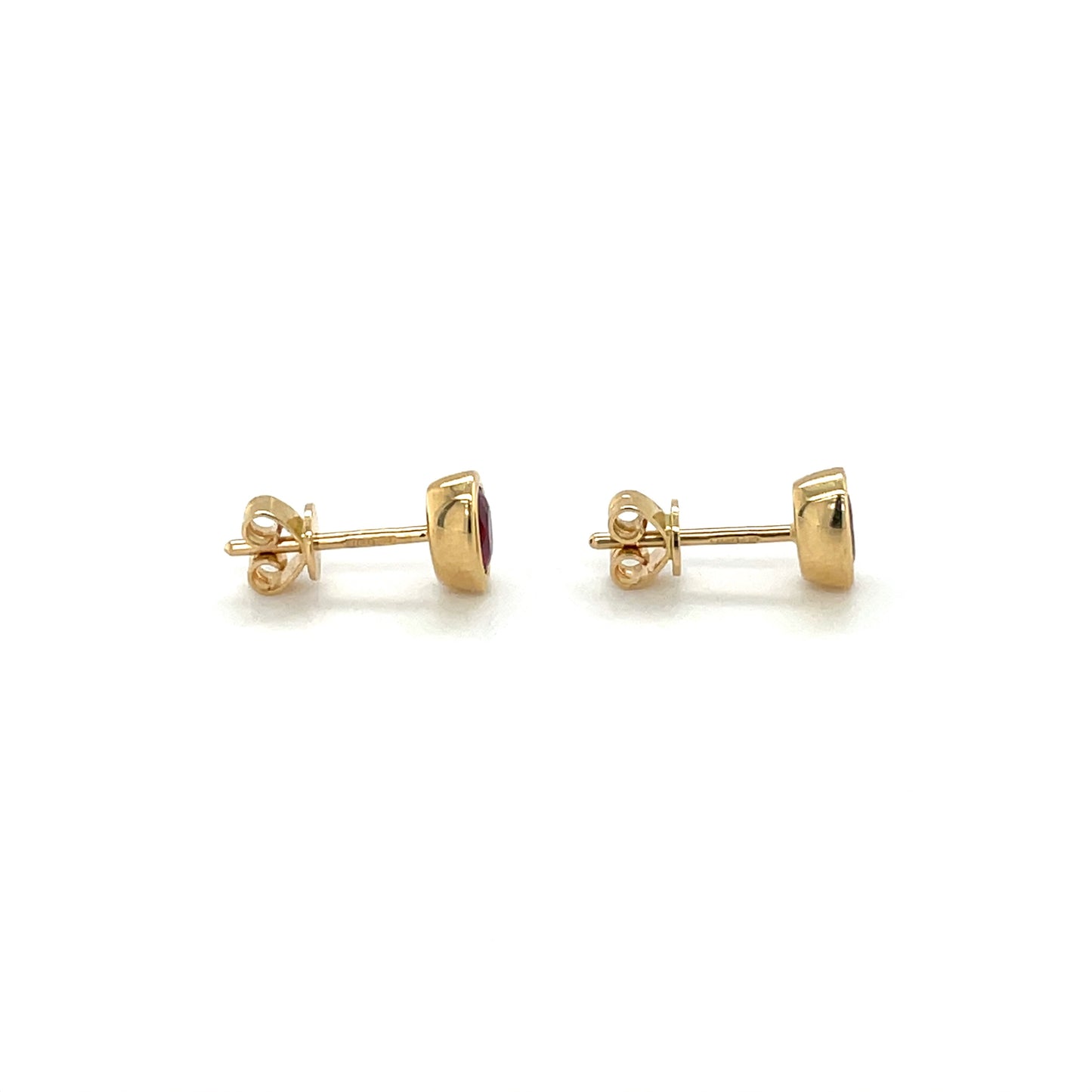 9ct Yellow Gold Oval Ruby Stud Earrings
