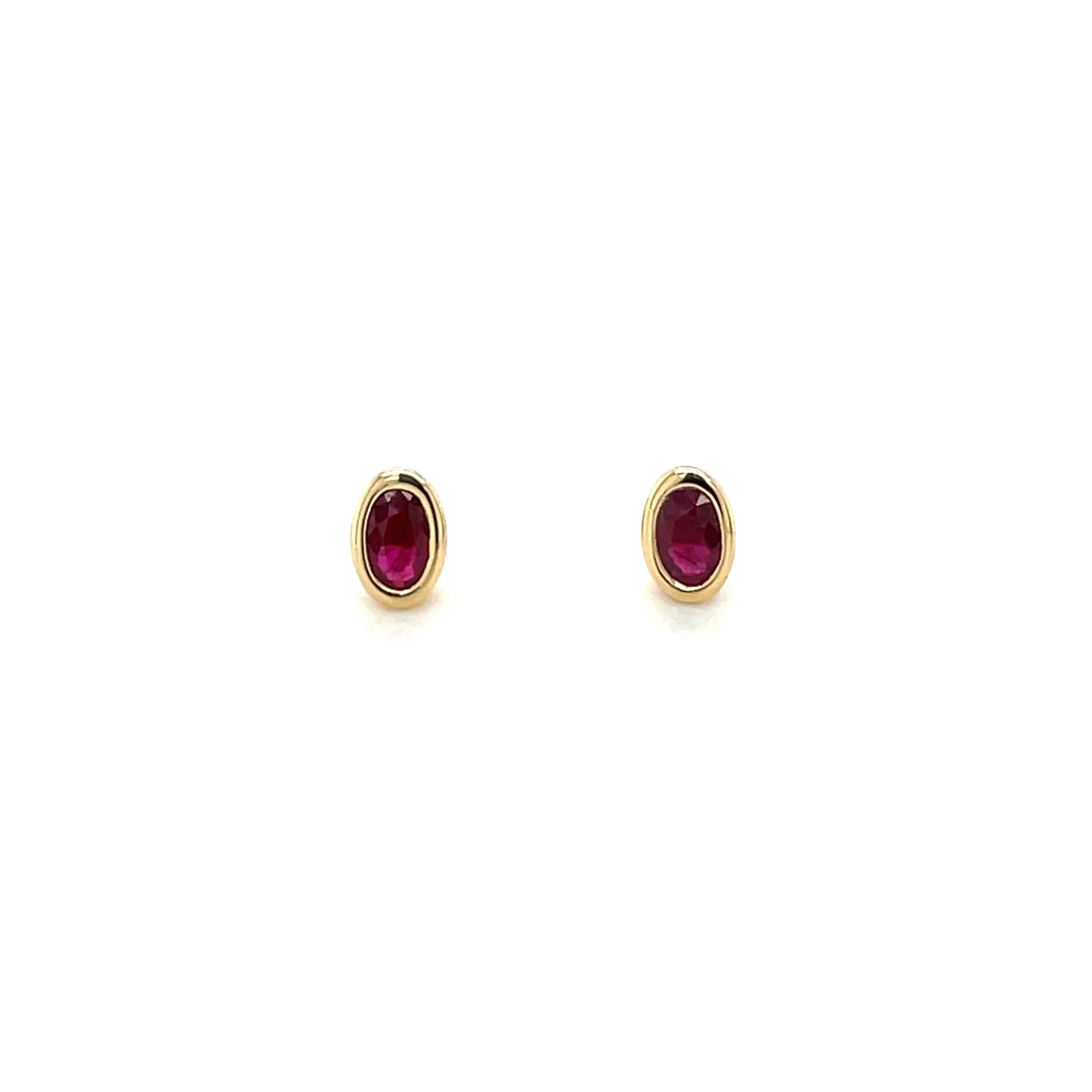 9ct Yellow Gold Oval Ruby Stud Earrings