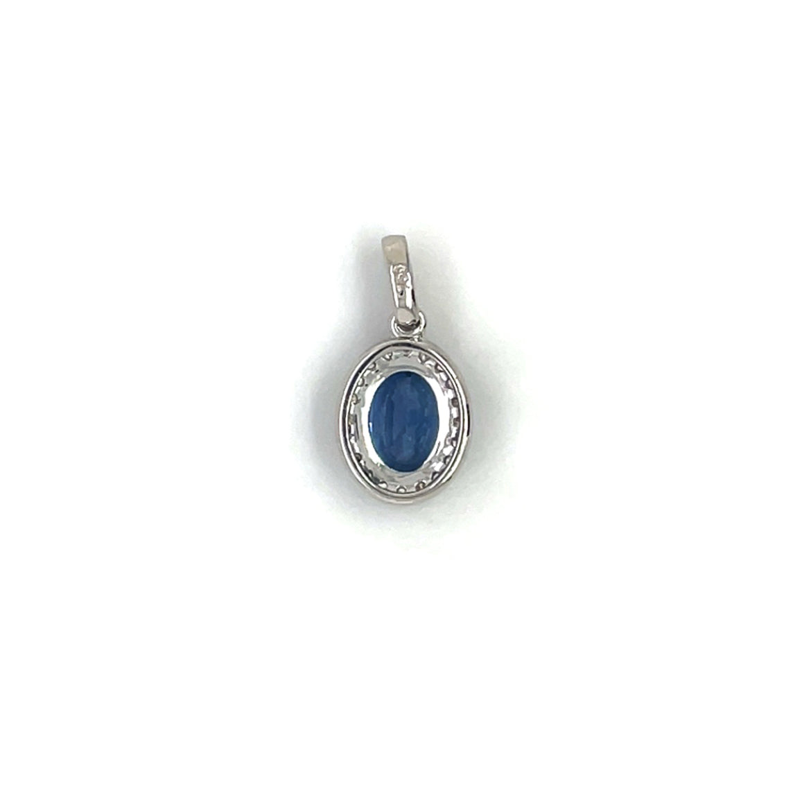 18ct White Gold Oval Sapphire & Diamond Pendant