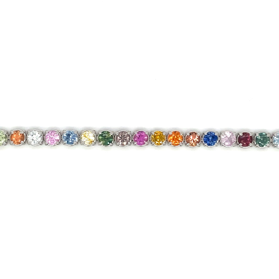 Platinum Multi-Coloured Sapphire Line Bracelet