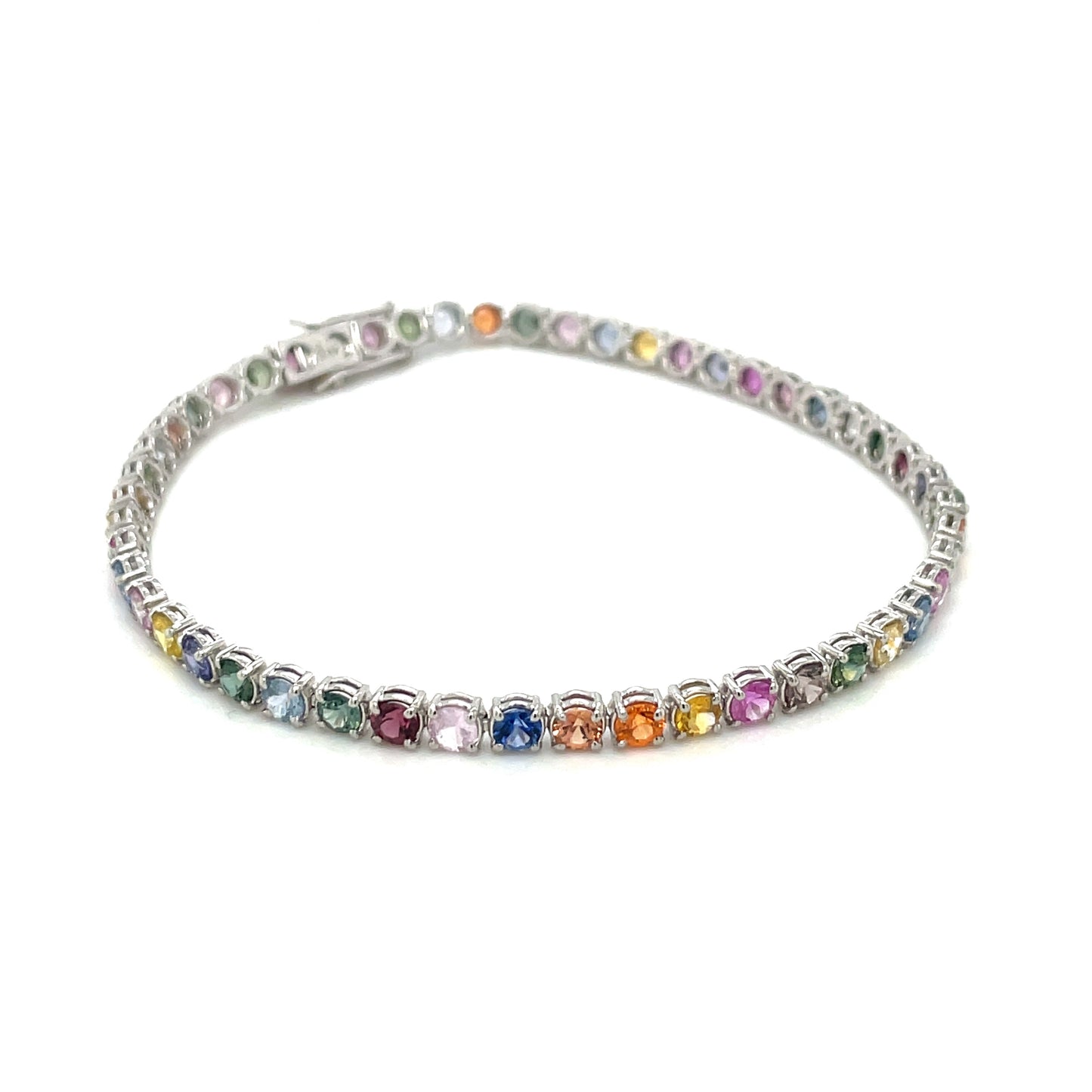 Platinum Multi-Coloured Sapphire Line Bracelet
