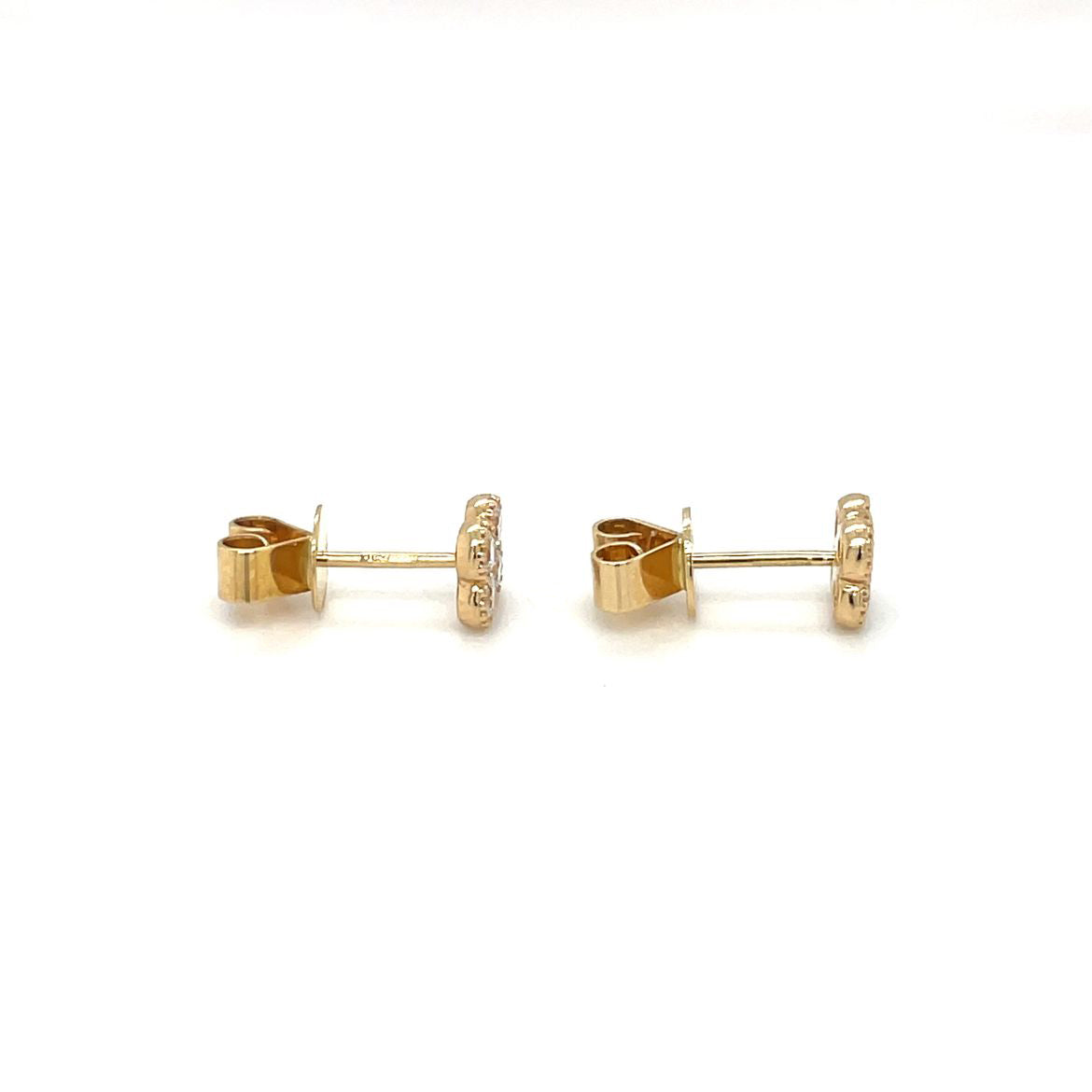 18ct Yellow Gold Clover Diamond Cluster Stud Earrings