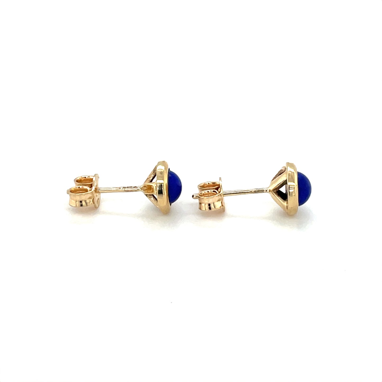 9ct Yellow Gold Lapis Stud Earrings (8mm)