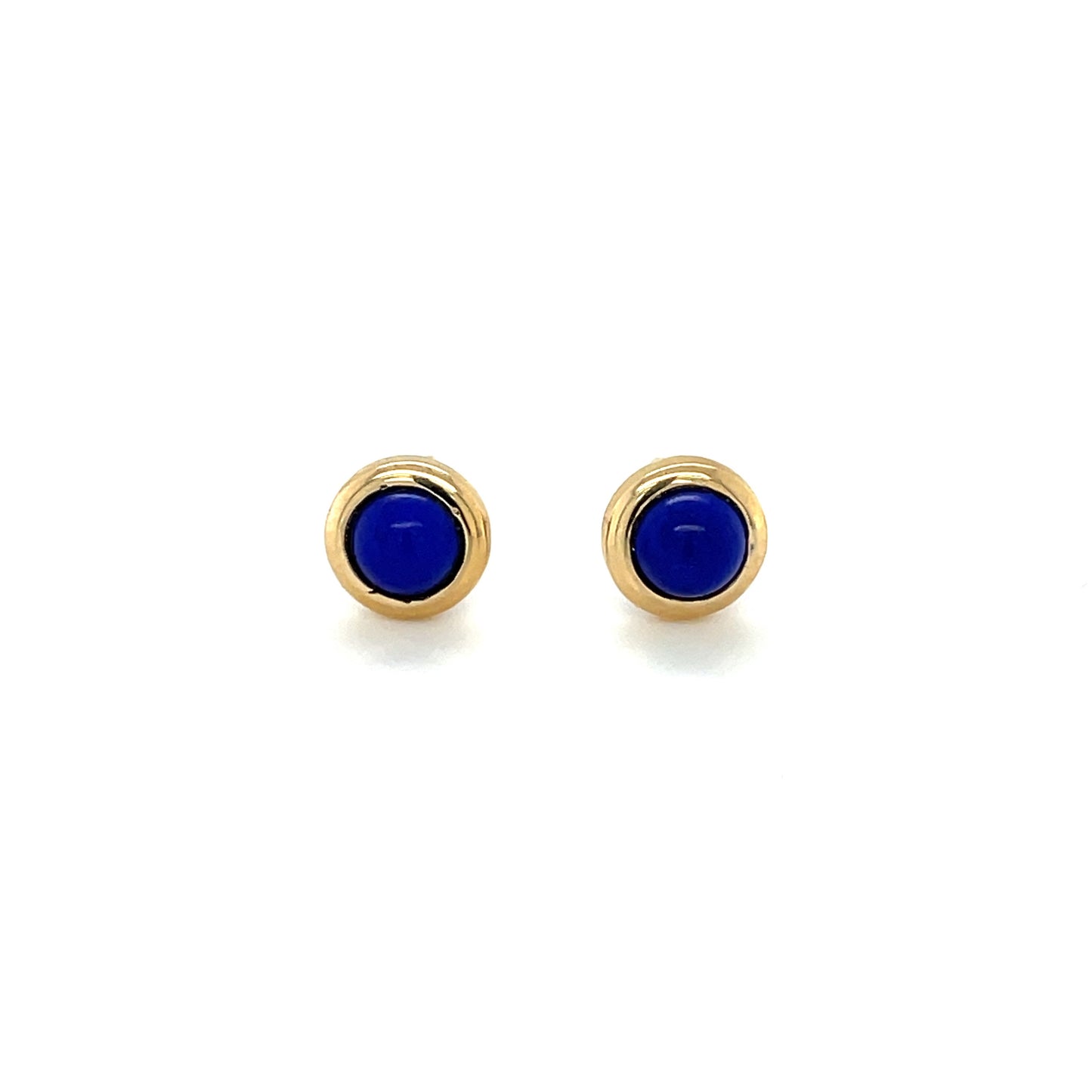9ct Yellow Gold Lapis Stud Earrings (8mm)