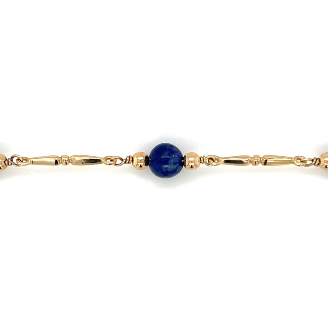 9ct Yellow Gold & Lapis Station Bracelet