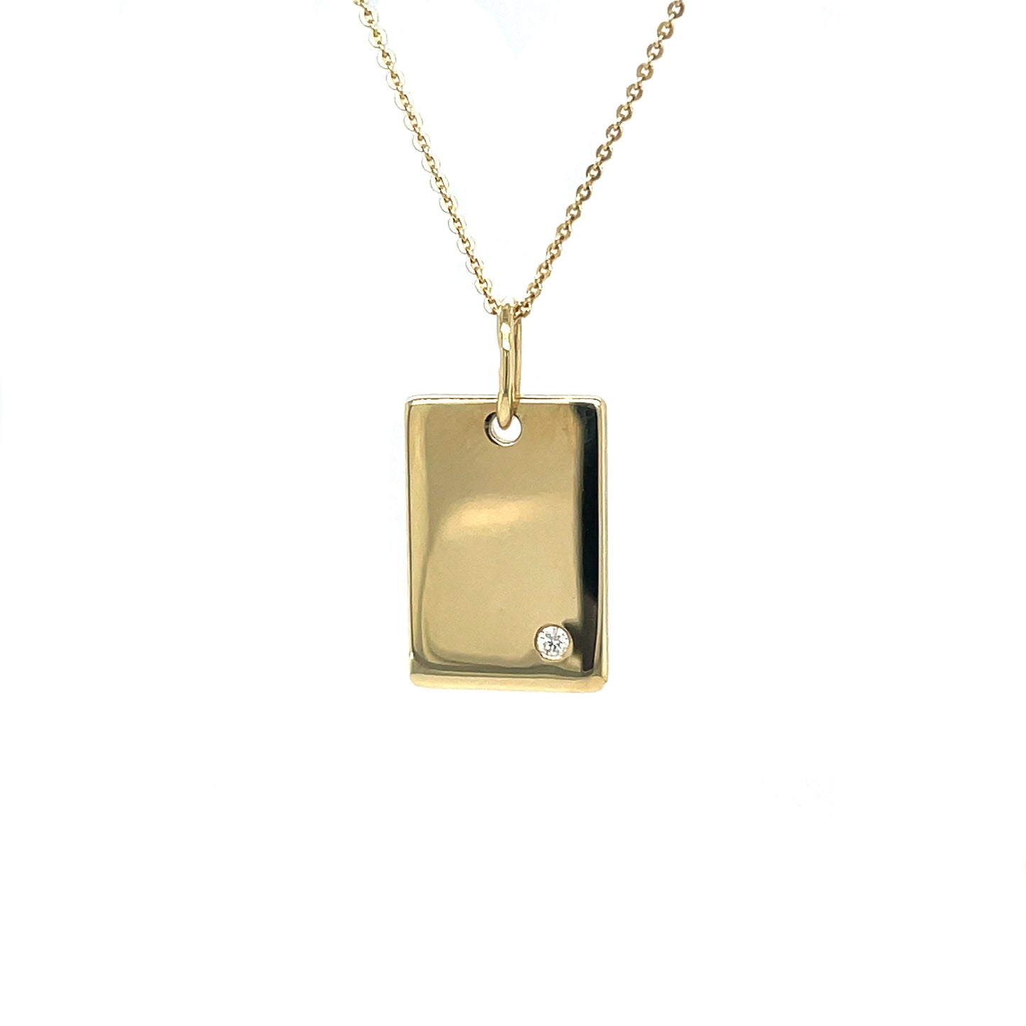 9ct Yellow Gold & Diamond Square Pendant & Chain