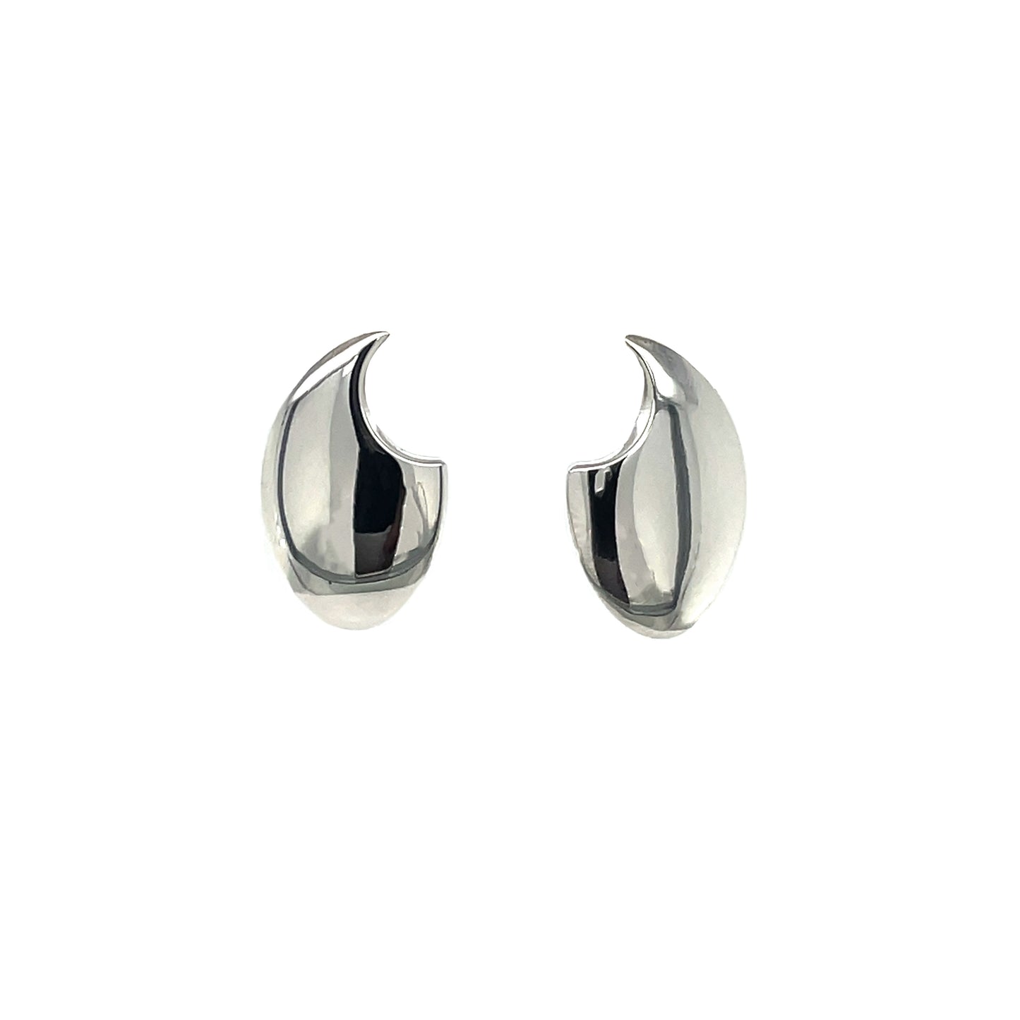 Silver Oval Stud Earrings