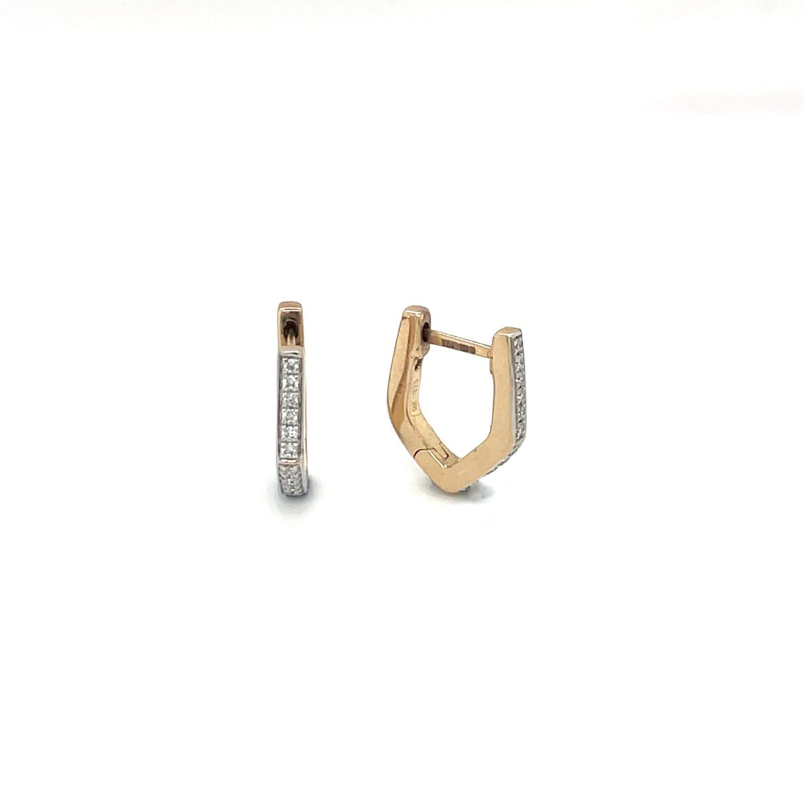 9ct Yellow Gold Diamond Hoop Earrings