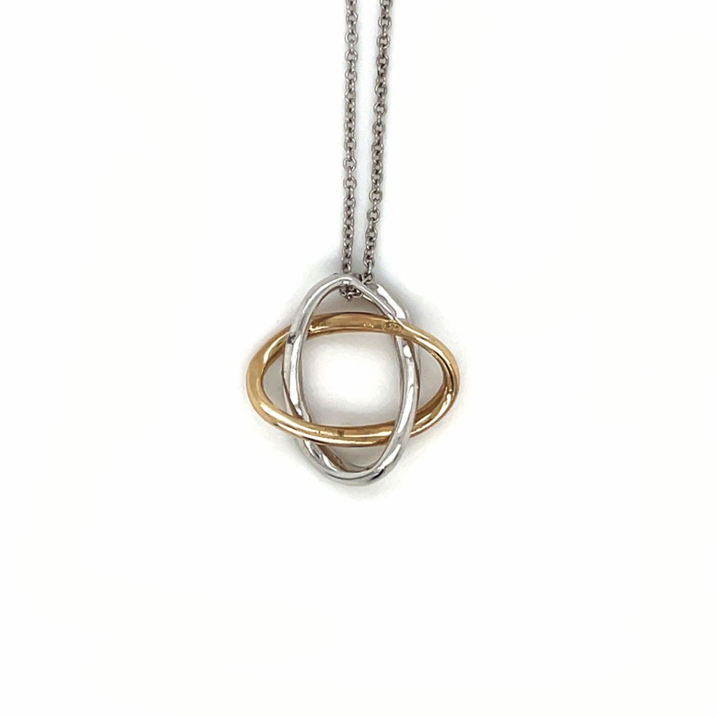 9ct Yellow & White Gold Diamond-Set Knot Pendant & Chain