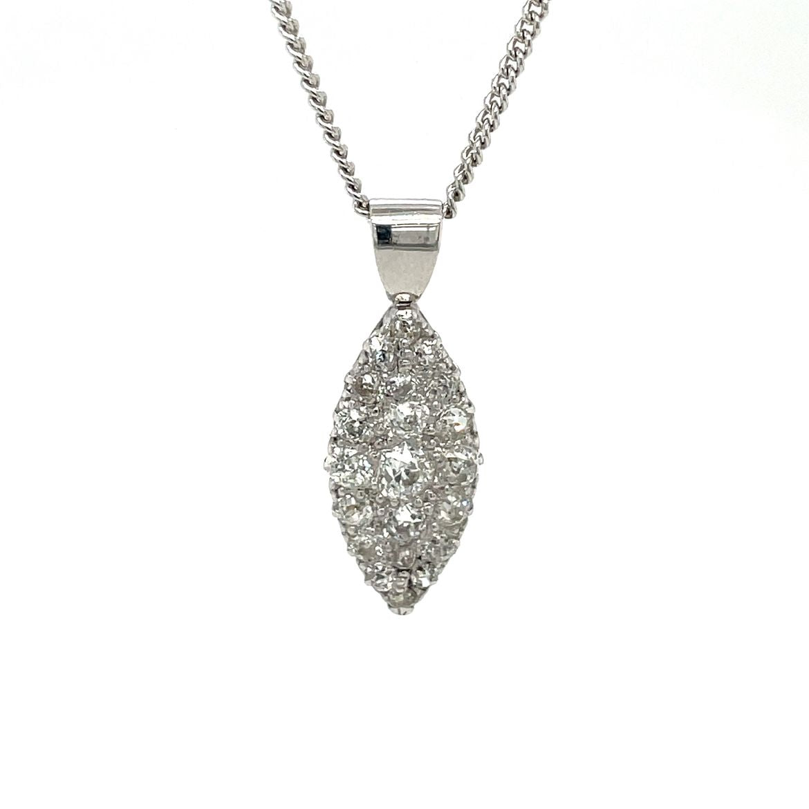 18ct White Gold Diamond Marquise Pendant