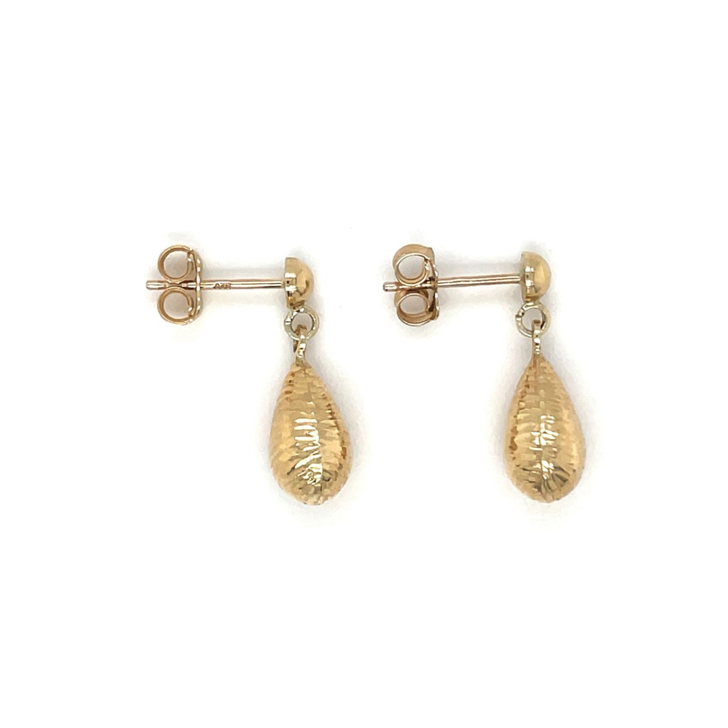 9ct Yellow Gold Striped Bombe Drop Earrings