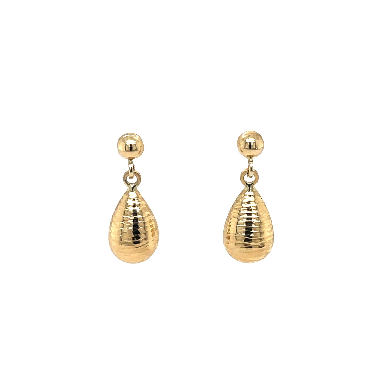 9ct Yellow Gold Striped Bombe Drop Earrings