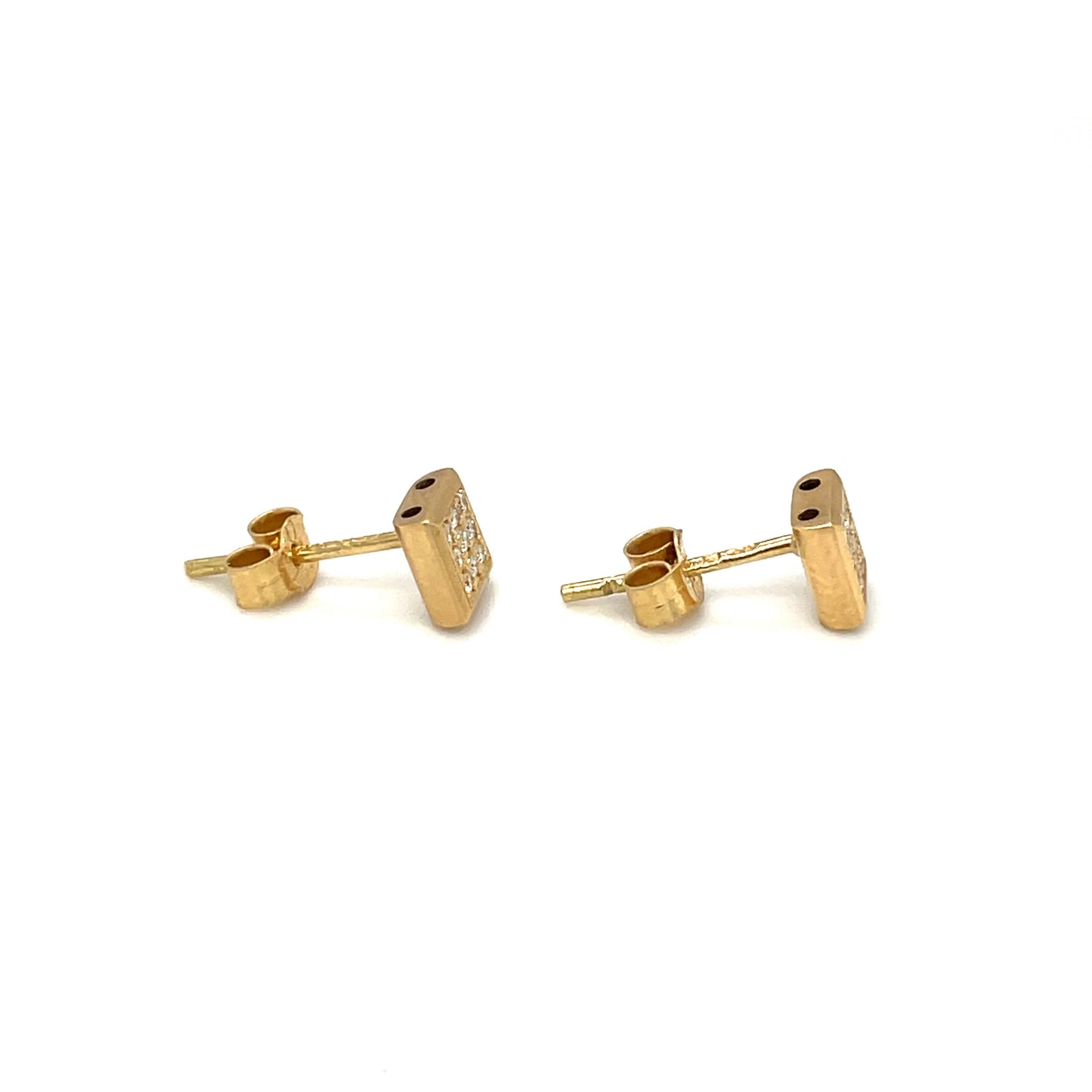 18ct Yellow Gold Diamond Set Square Studs