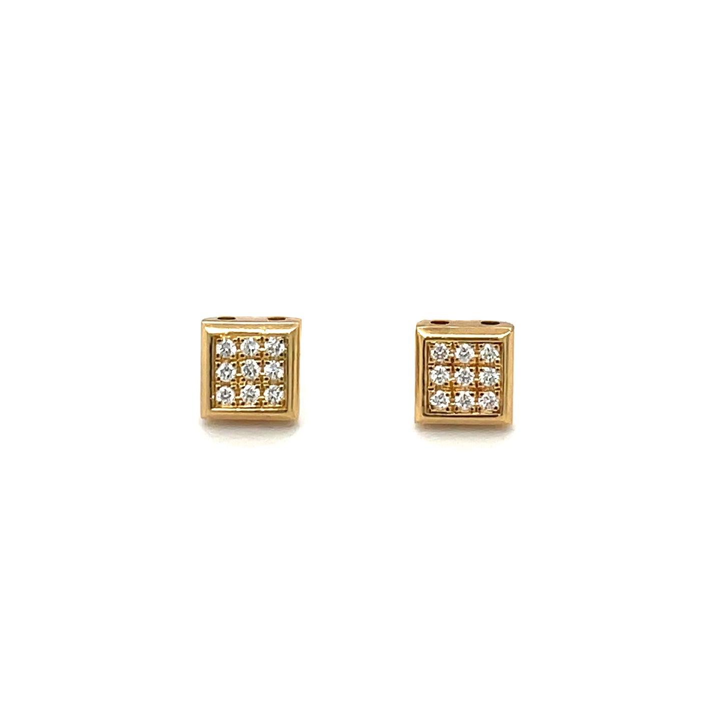 18ct Yellow Gold Diamond Set Square Studs