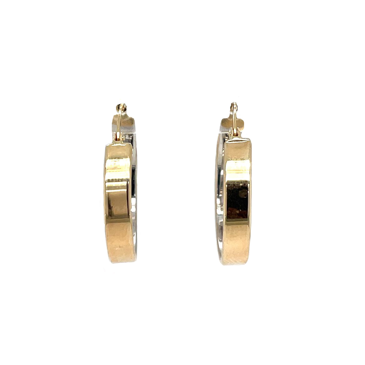 9ct Yellow & White Gold Flat Hoop Earrings