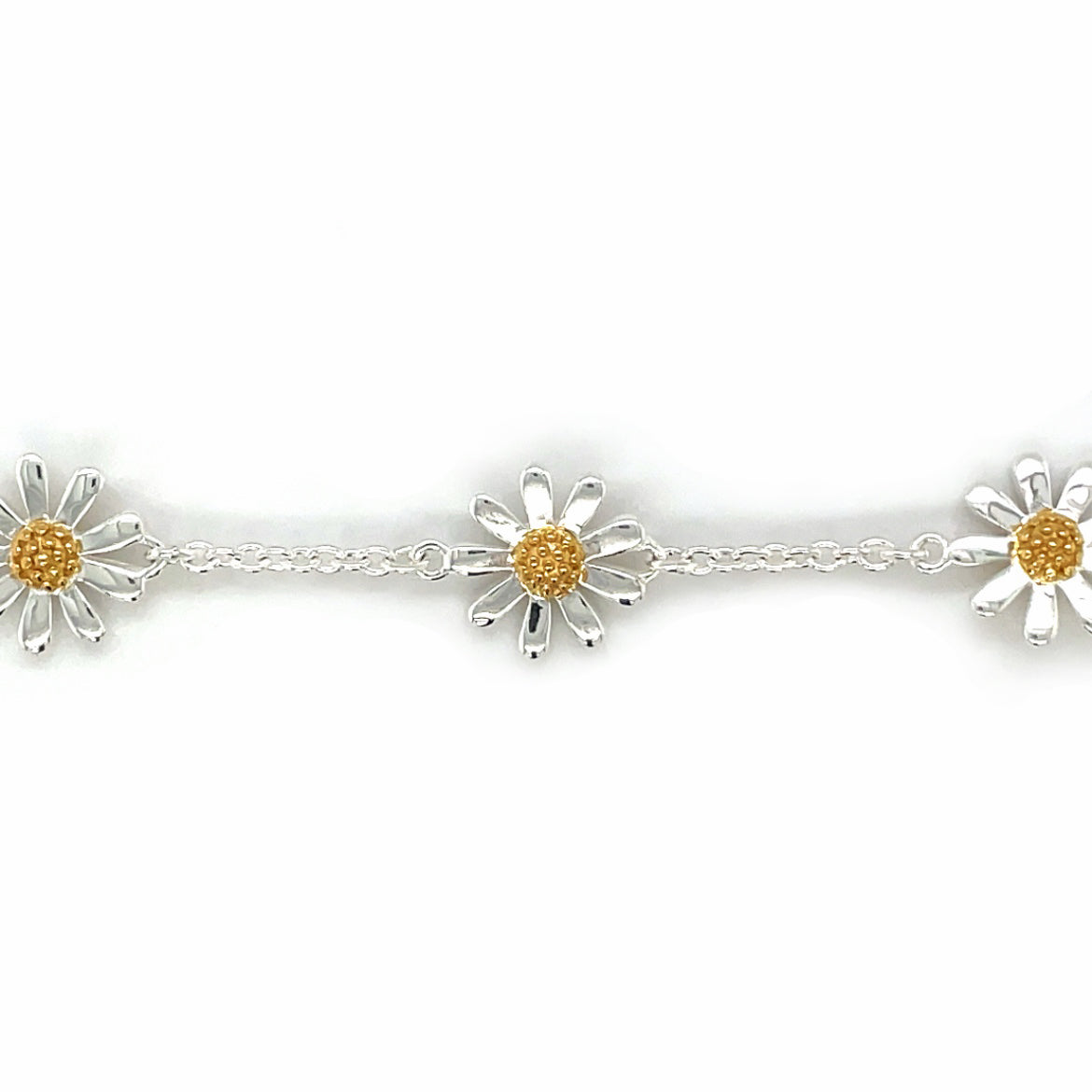 Silver & Gold Plate Daisy Station Necklace