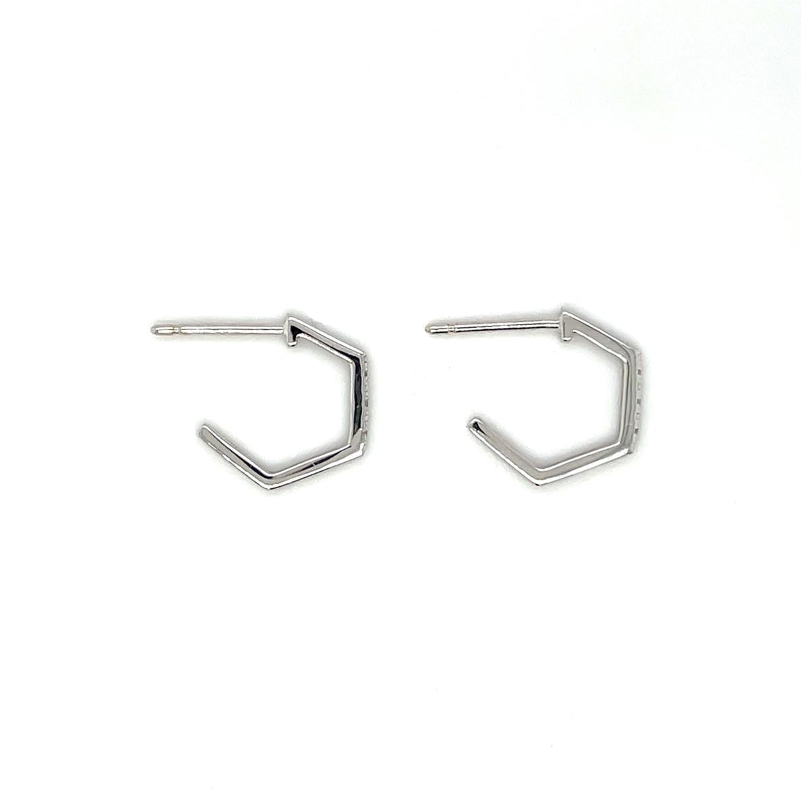 18ct White Gold Diamond Hexagon Hoops
