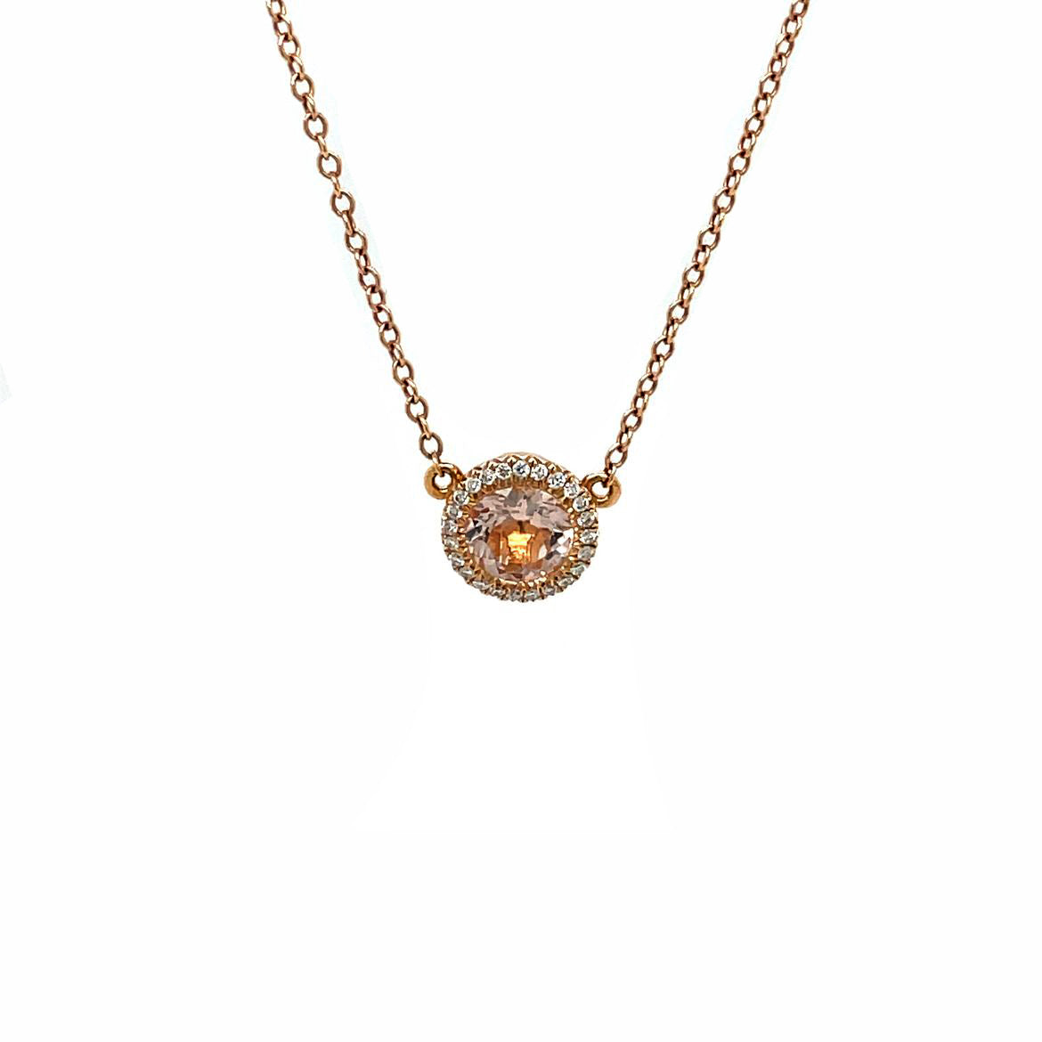 Rose Gold Diamond and Morganite Pendant