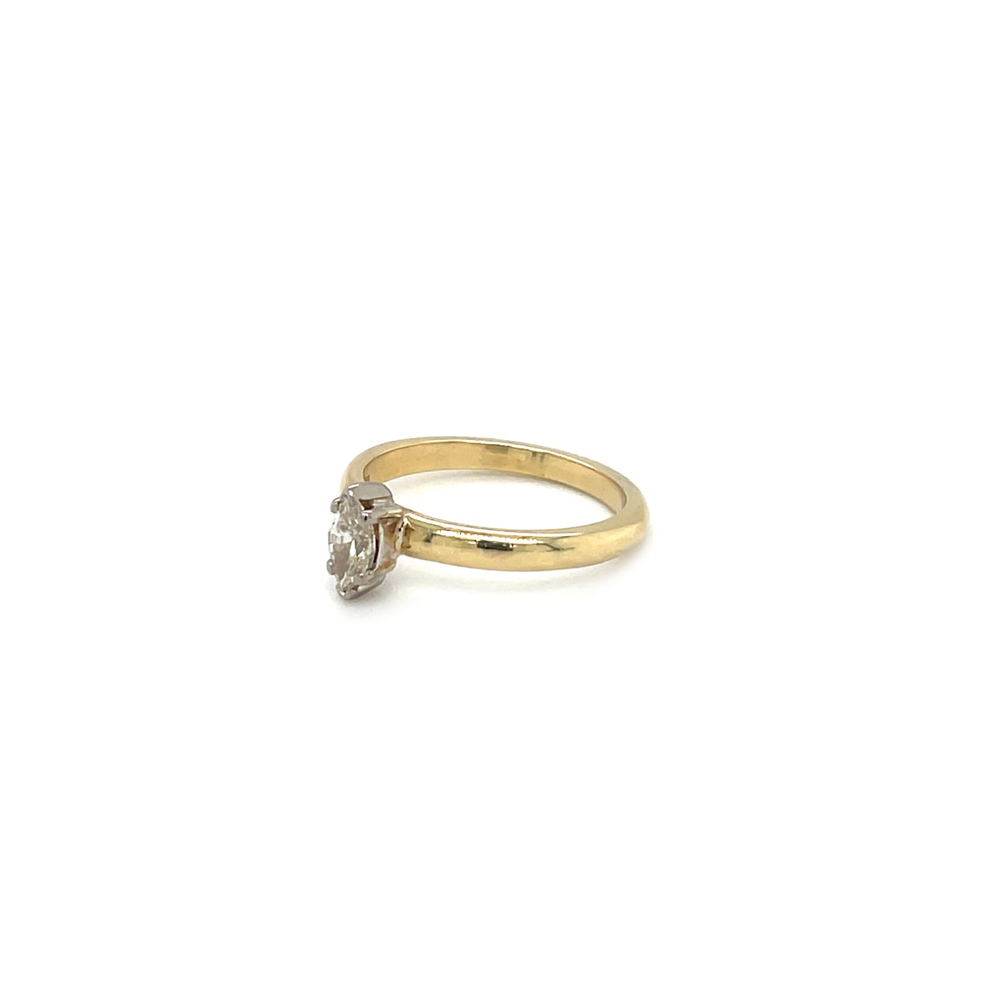 Yellow and White Metal Diamond Solitaire Ring (M1/2)