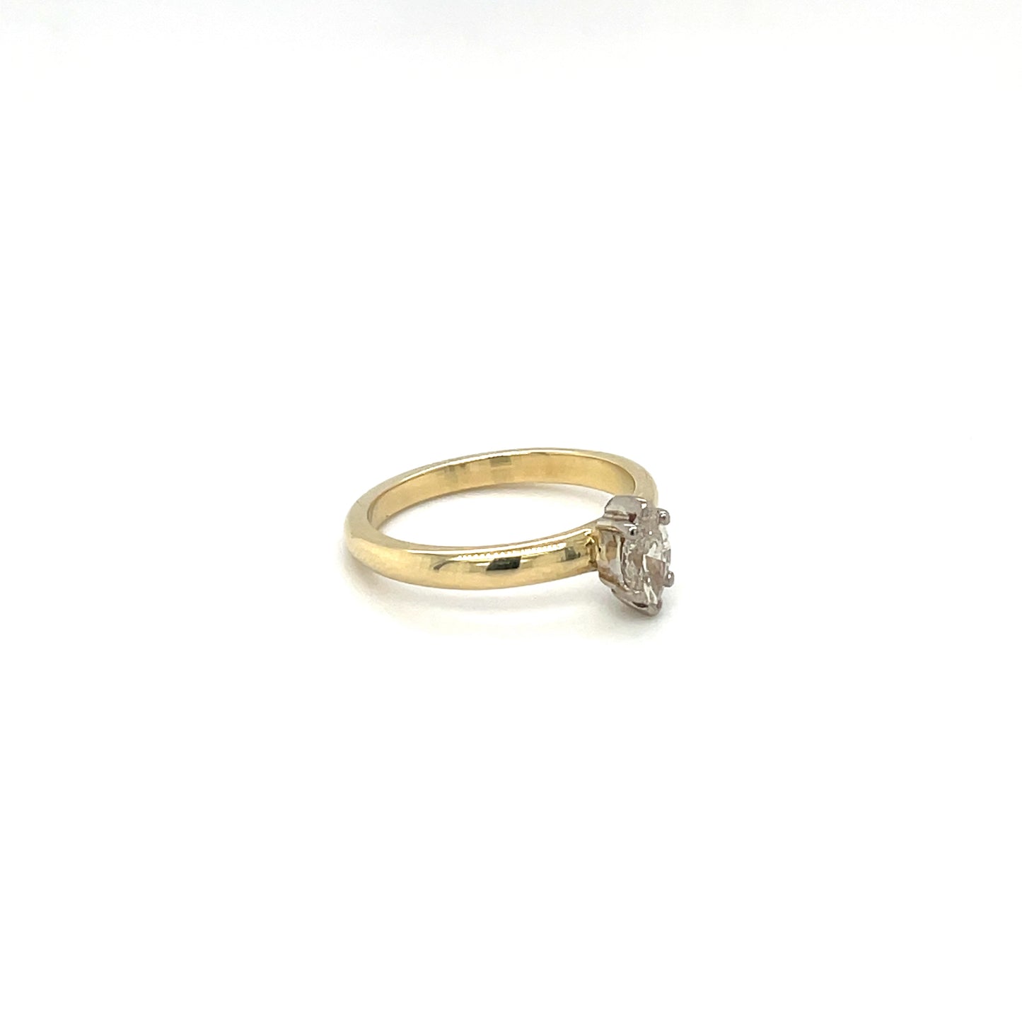 Yellow and White Metal Diamond Solitaire Ring (M1/2)