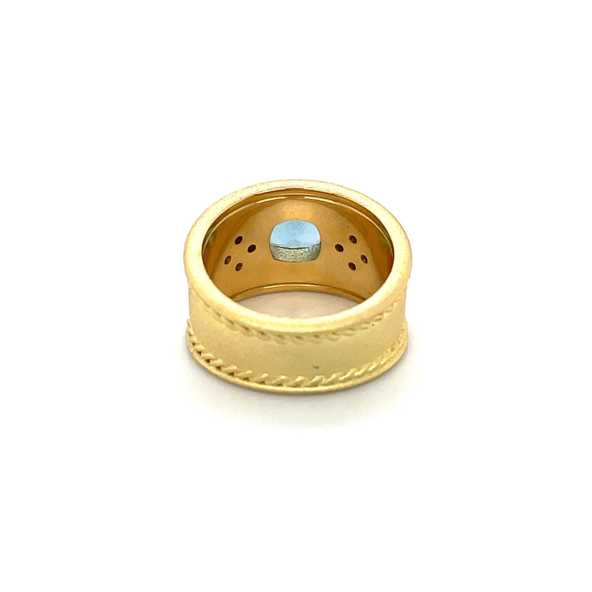 18ct Yellow Gold Aquamarine & Diamond Roman Ring
