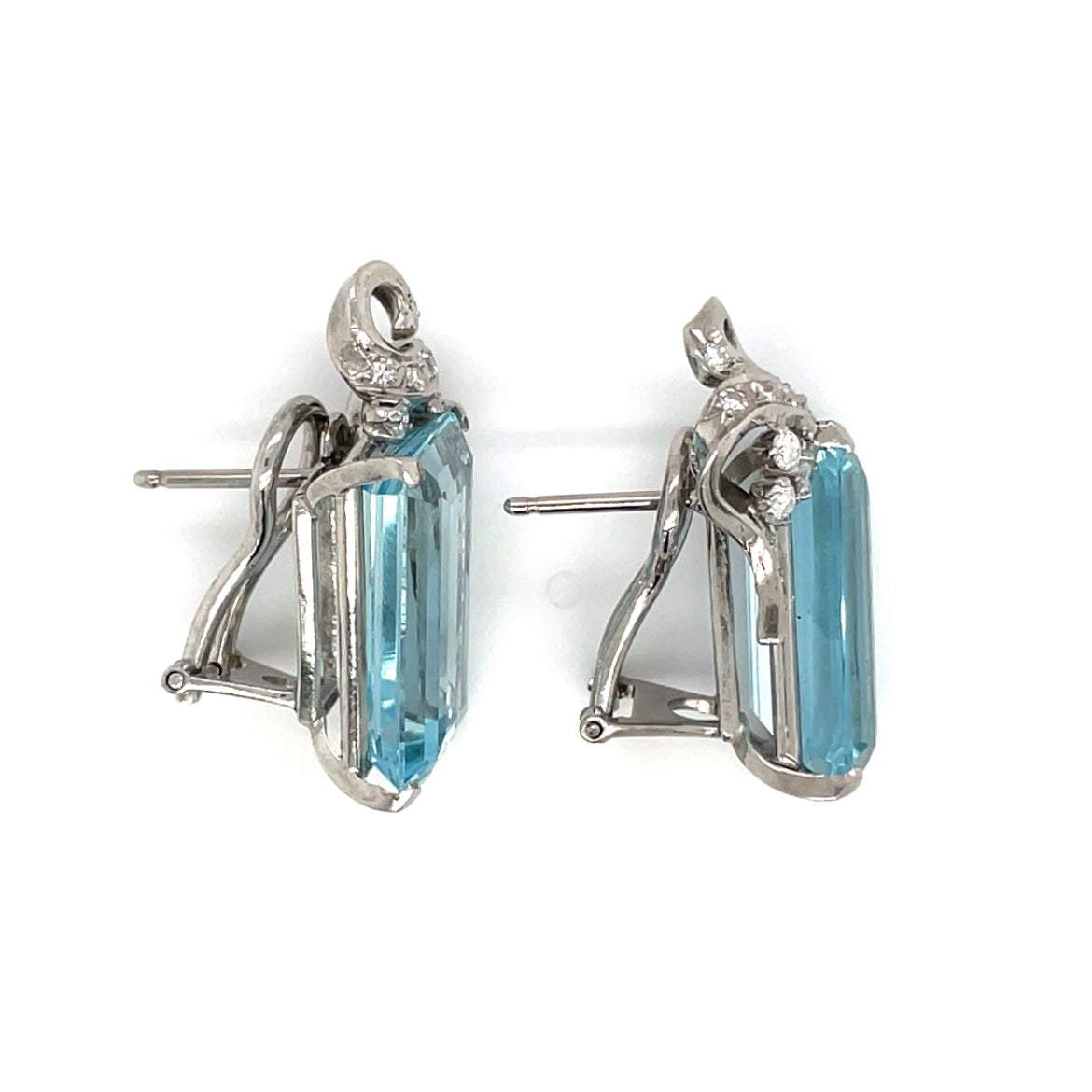 18ct White Gold Aquamarine & Diamond Earrings