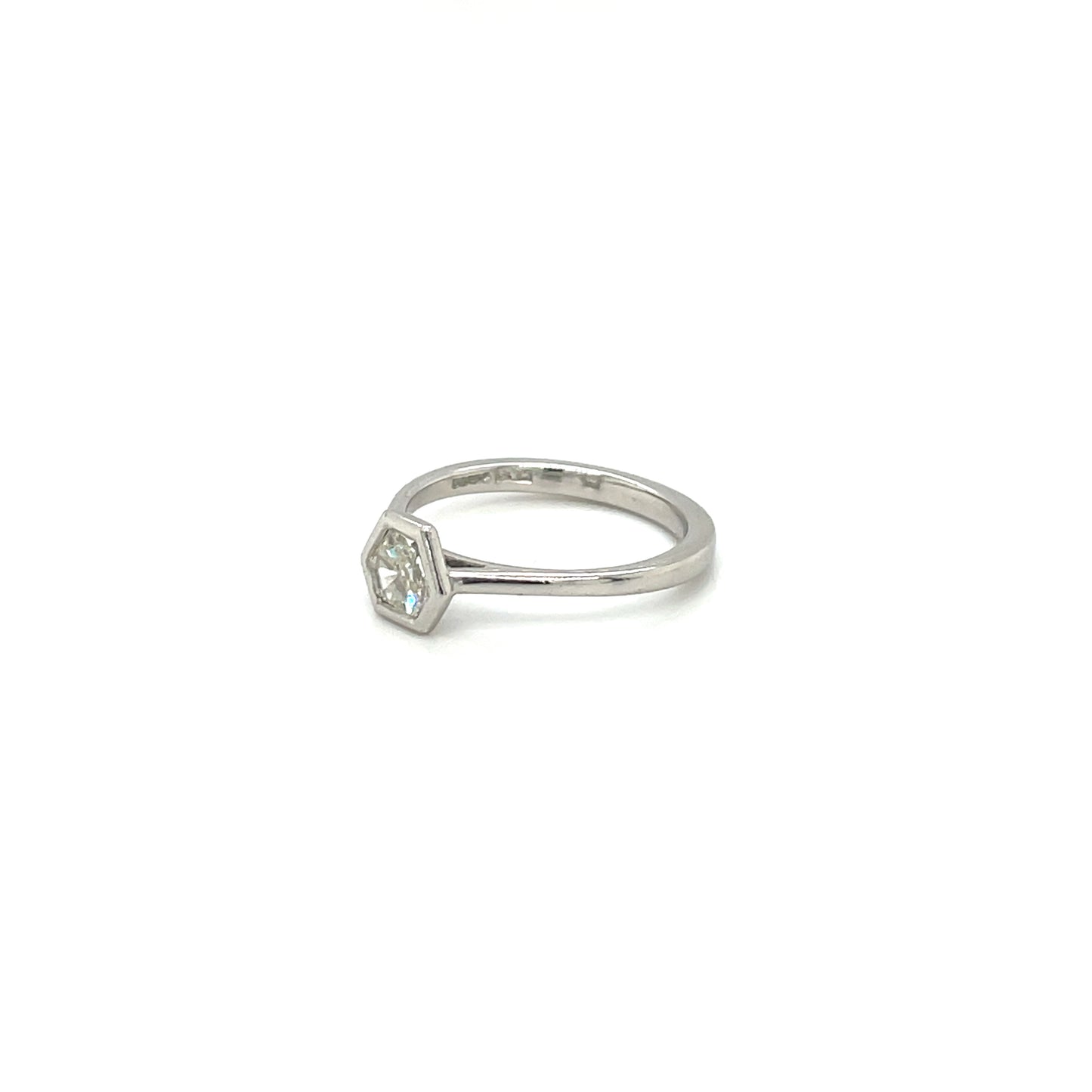 Platinum & Hexagon Diamond Solitaire Ring