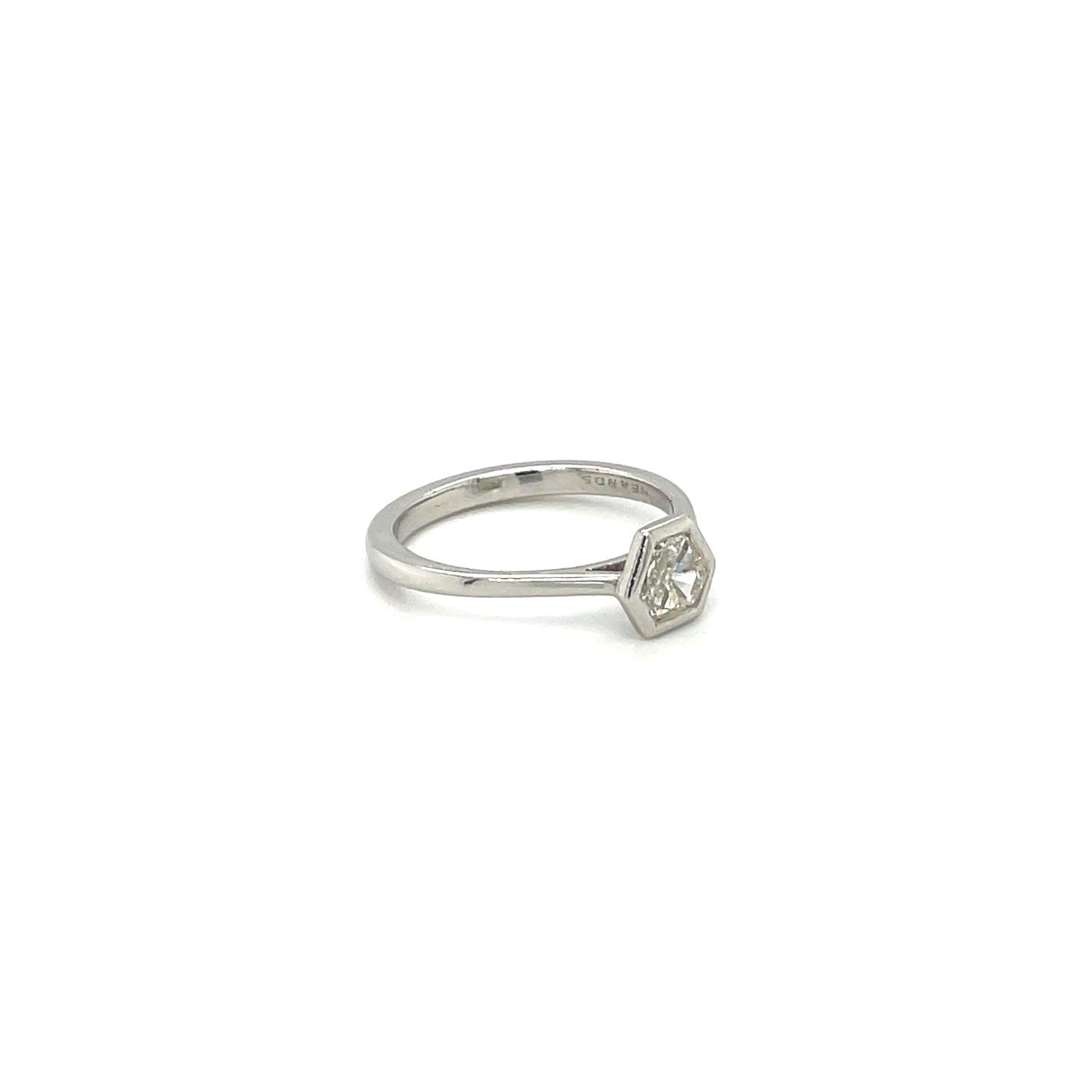 Platinum & Hexagon Diamond Solitaire Ring