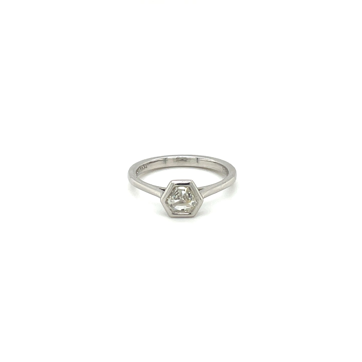 Platinum & Hexagon Diamond Solitaire Ring