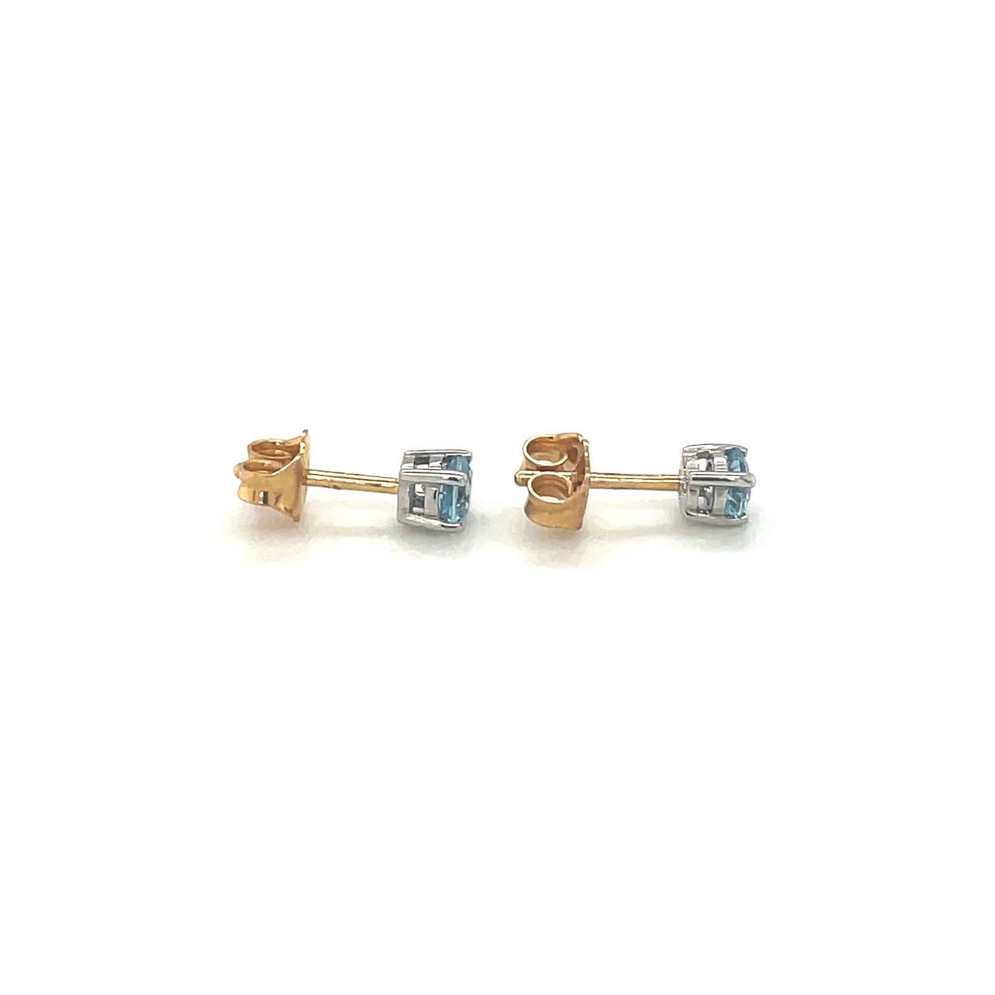18ct Yellow & White Gold Aquamarine Stud Earrings
