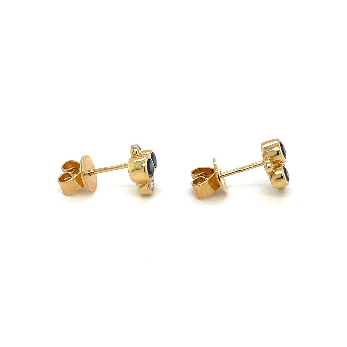 18ct Yellow Gold Sapphire & Diamond Bubble Stud Earrings