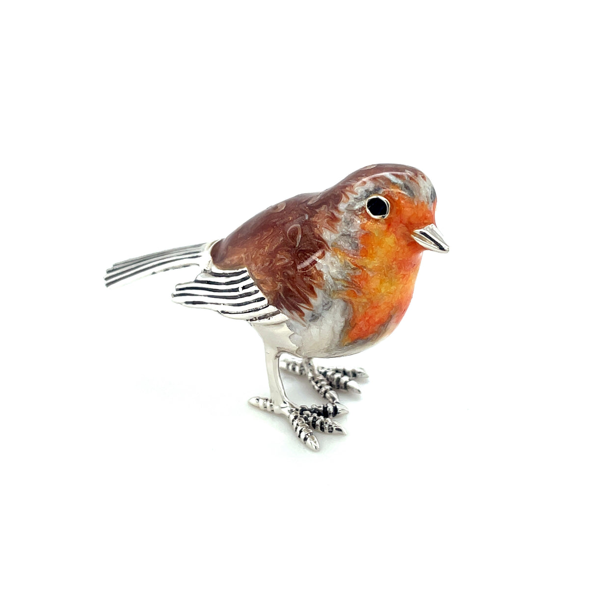Saturno Silver and Enamel Robin