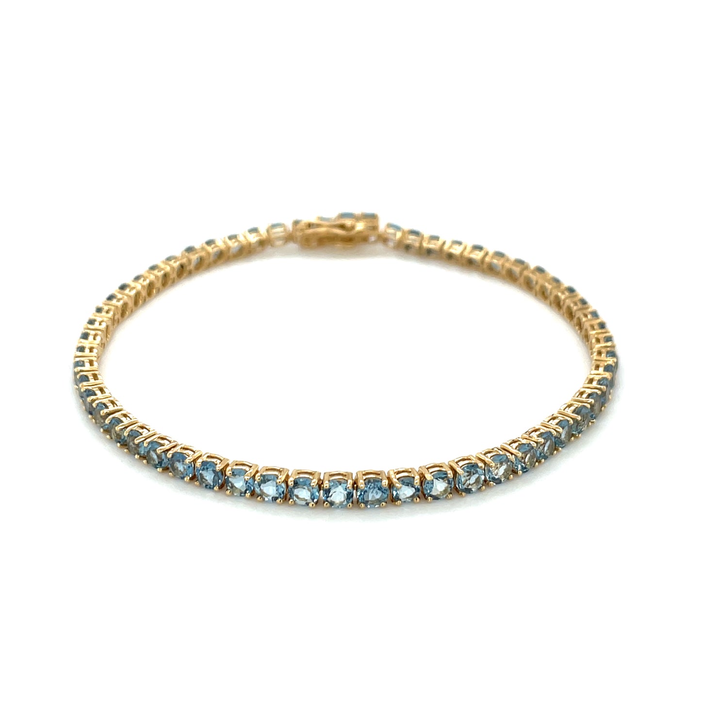 18ct Yellow Gold Aquamarine Line Bracelet